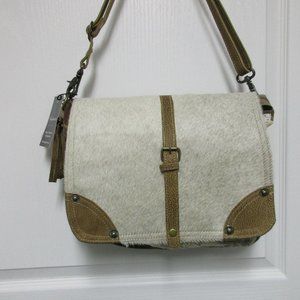 Myra Bag Shoulder White Cowhide Flap